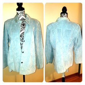 NWOT Margaret Godfrey powder blue suede jacket